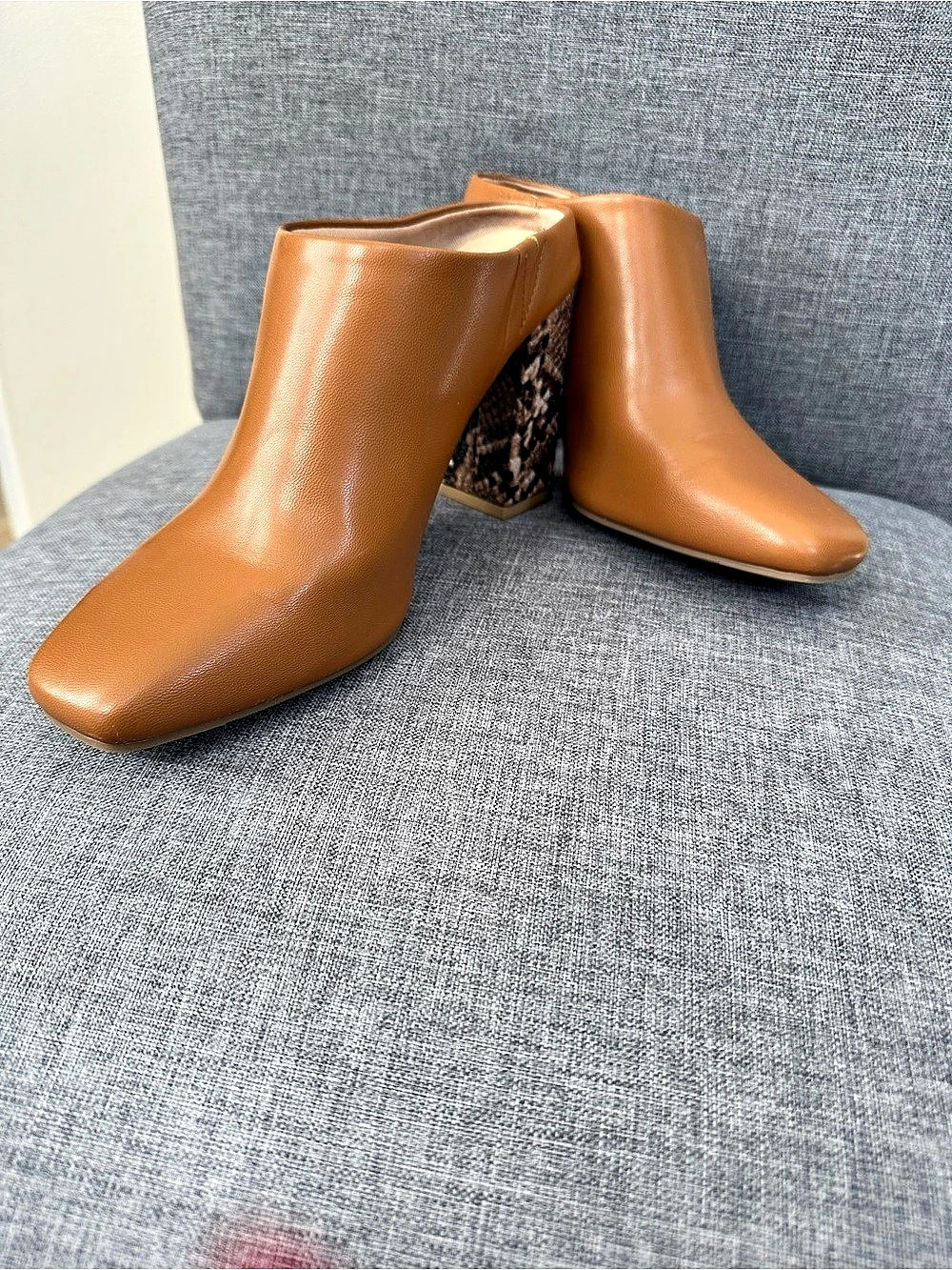 A New Day Paula Mule Heels Brown Animal Print